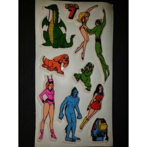 Vintage Super‎ 7 Hero Villain Marvel DC Comics Old Stickers New Old Stock